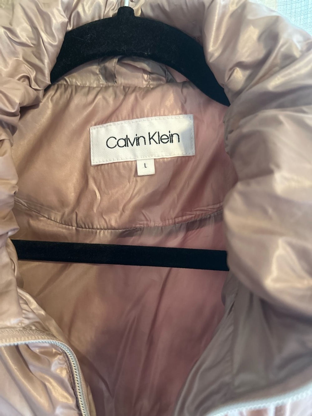 Calvin Klein Shiny Blush Pink Quilted Puffer Jacket